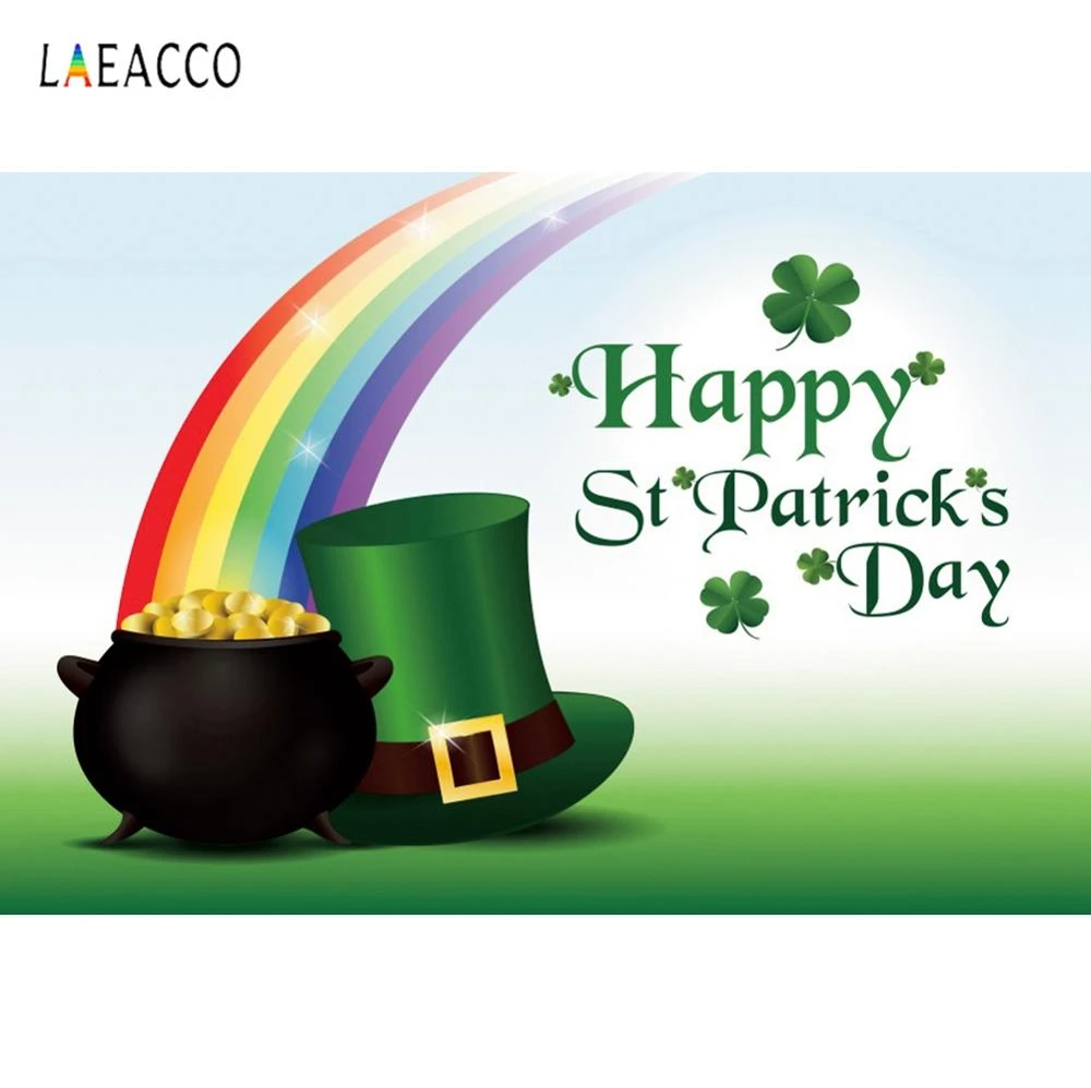 Laeacco 10x10ft Happy St Patricks Day Backdrop Vinyl Cartoon Green Hat Filled Up with Gold Coins Lucky Sparkling Rainbow Blackboard Illustration Background Child Adult Shoot Studio Props Laeacco 10x10ft Happy St Patricks Day Backdrop Vinyl Cartoon Green Hat Filled Up with Gold Coins Lucky Sparkling Rainbow Blackboard Illustration Background Child Adult Shoot Studio Props
