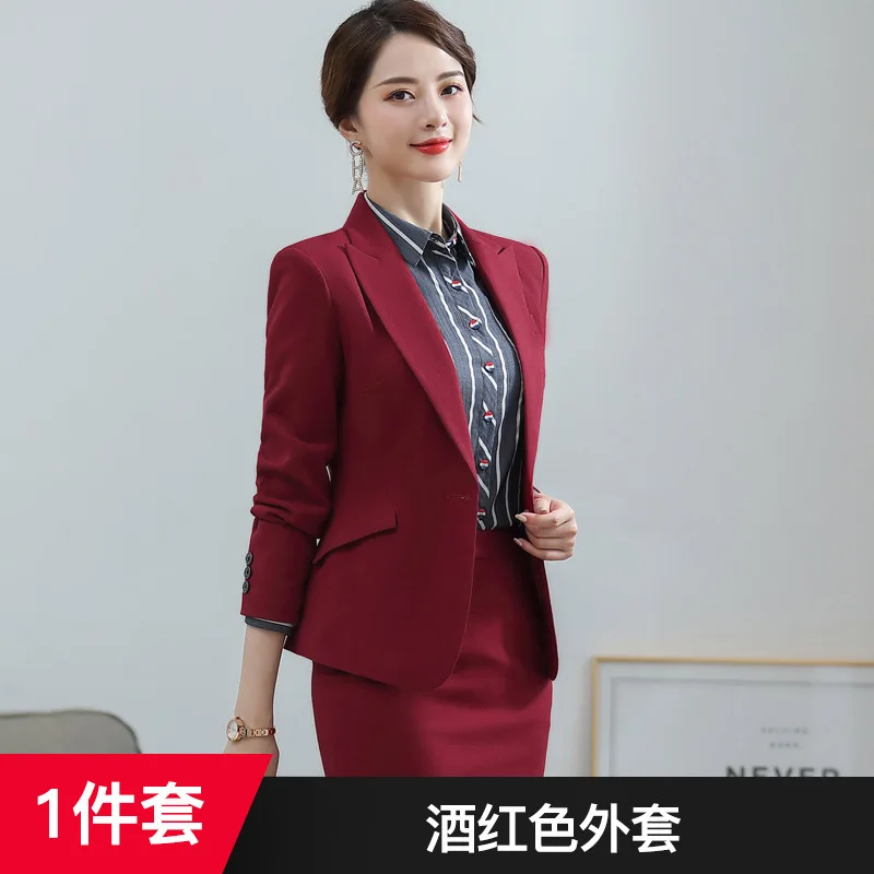only jacket Новая модная однотонная тонкая Деловая одежда, элегантная женская офисная OL Куртка, комплект, Официальный блейзер+ штаны, костюм для женщин - Цвет: only jacket