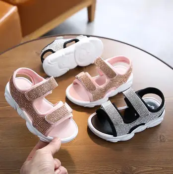 

Children's Sandals 2020 Summer New Toddler Girl Sandals Shoes Soft Bottom Non-slip Rhinestones Girls Princess Shoes Kids Sandals