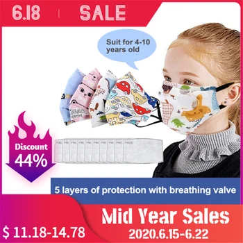 

Boy Girl Cotton Kid Smoke Mask Children's Filter Mask Fits 2-10Years Old Kid Including replacement Filters