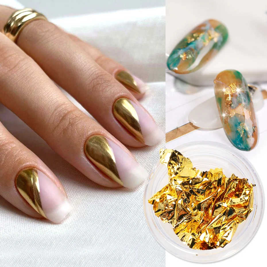 Nail Glitter Aluminum Foils 3D Flake Sticker Gel Polish Foil Paper Thin Sequins DIY Manicure Nail Decor Tools LA1858-1 1 Box