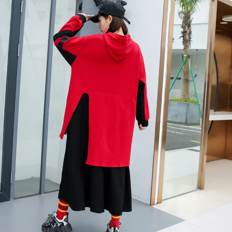QING MO Woman Sweatshirt Dress Large Size 2020