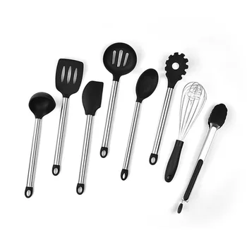 

8PCS Heat Resistant Non-stick Cookware Set Kitchen Silicone Spoon Spatula Cooking Utensil Stainless Steel Handle Kitchen Gadgets