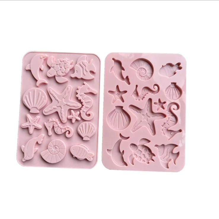 

Aouke Fish Dolphin Cake Mold Seahorse Shell Mould Starfish Sea Turtle Cake Border Fondant for Kitchen Baking Decoration Molds