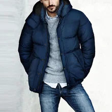 Мужская зимняя теплая куртка на молнии с капюшоном, с длинным рукавом, стеганое пальто, верхняя одежда, пальто