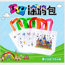 Сделай Сам Экологичная сумка tu ya bao детская ручная работа Акварельная детская парка ручная работа сумка Сделай Сам Акварельная живопись