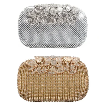 

2x Unique Gold/Silver Rhinestone Evening Bag Clutch Purse Party Bridal Prom