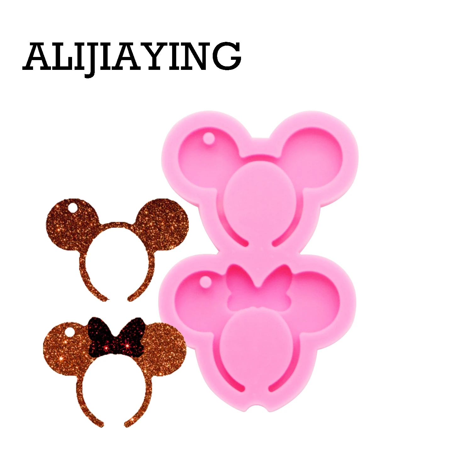 Pink 1pc DY0189 DY0189 Блестящий ободок для волос с украшением в виде мыши с бантом формы DIY брелок силиконовые формы ремесло брелок кулон ювелирные изделия брелки плесень - Цвет: Pink 1pc DY0189