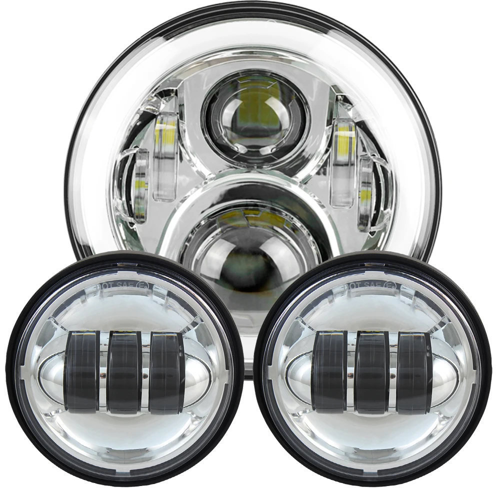 ULJ048DB Chrome 7-дюймовый светодиодный фонарь для мотоцикла Hi/low Beam с сигналом поворота DRL 30 Вт противотуманная фара 4,5 ”дополнительные фары для любых моделей 7" 4,5 дюймов - Цвет: ULJ048DB Chrome