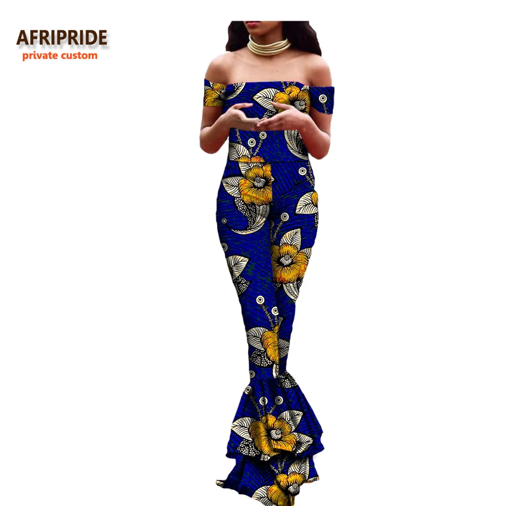 Африканский винтажный женский костюм из 2 предметов, AFRIPRIDE, топ без бретелей+ длинные расклешенные брюки, сексуальный женский костюм A722631 - Цвет: 537J
