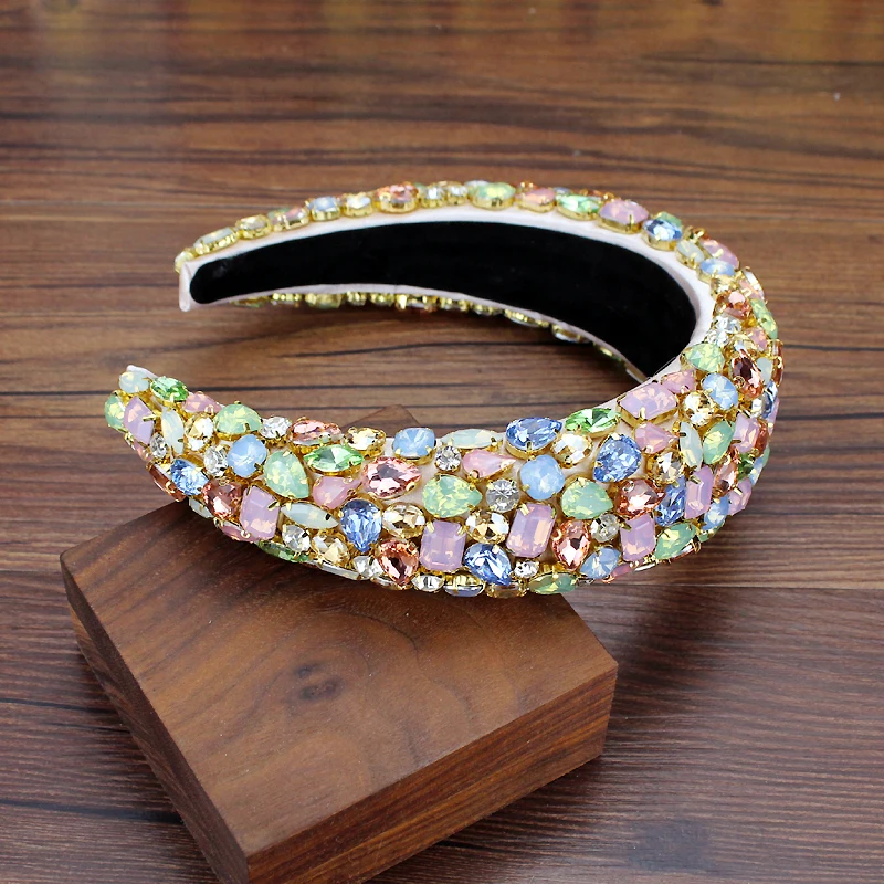 Gorgeous Baroque Hair Jewelry Bohemian Padded Crystal Crown Headbands Exaggerated Rhinestone Tiara Hairbands For Women Wedding jewelry accessories hair accessory hair headdress bridal headwear hair band crown