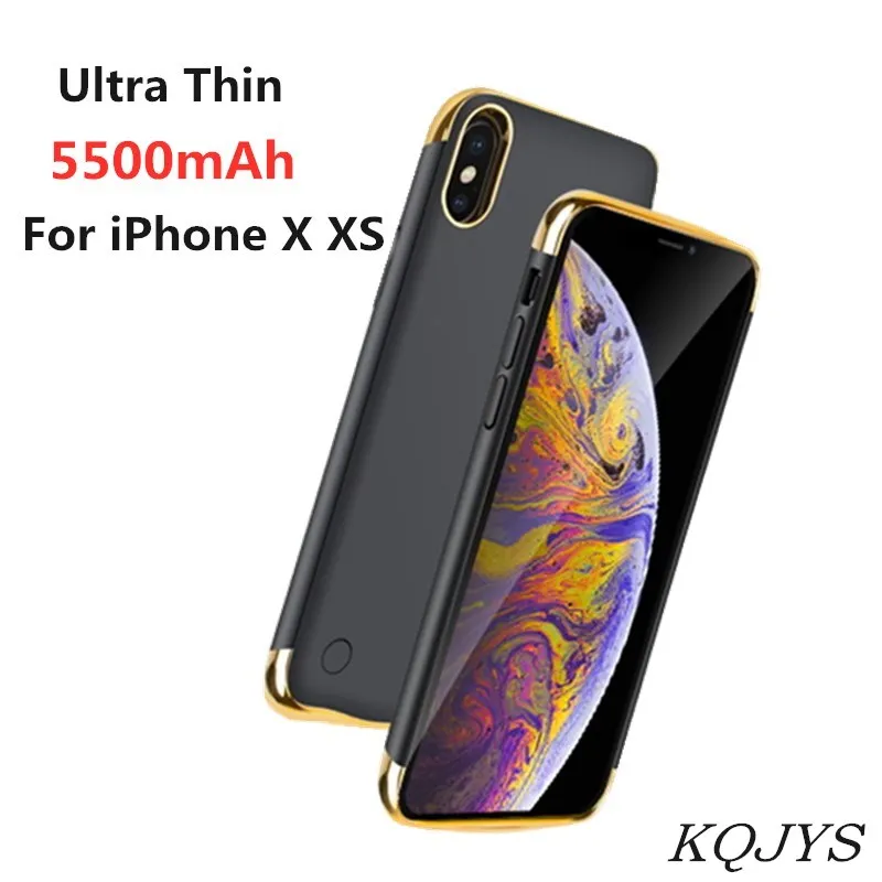 KQJYS 5500 мАч ультратонкий портативный чехол для зарядного устройства iPhone X Xs Чехол