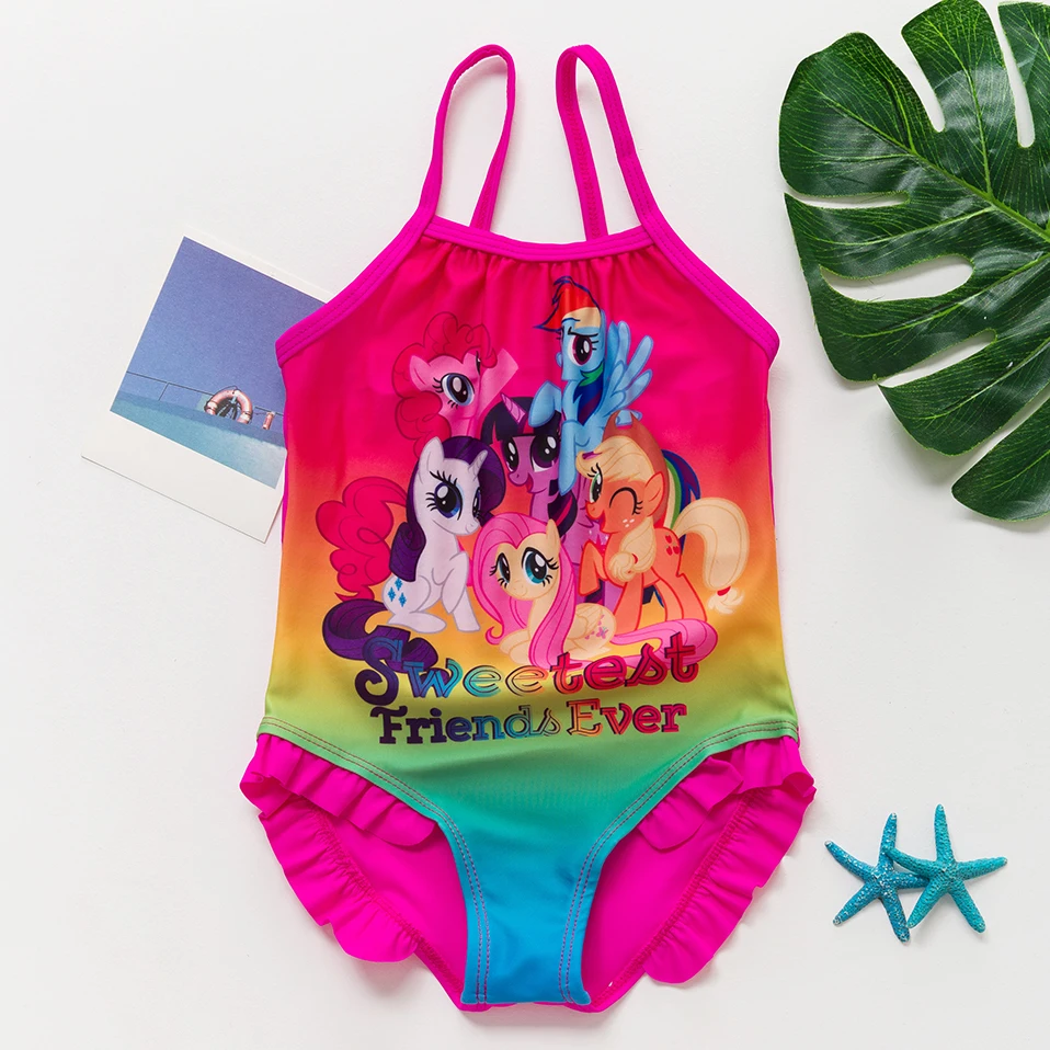 Детский купальный костюм для маленьких девочек, От 2 до 16 лет одежда для купания для девочек, детская одежда для купания с изображением фламинго, детская пляжная одежда высокого качества-9021MIX - Цвет: H023 rose