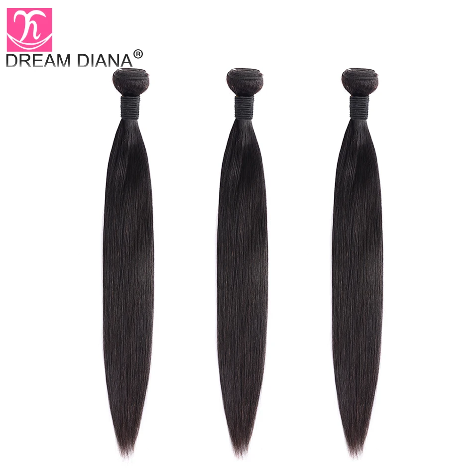 DreamDiana L Remy бразильские прямые волосы 4 пучка 8-3" натуральный черный цвет человеческие волосы пучки длинные волосы для наращивания