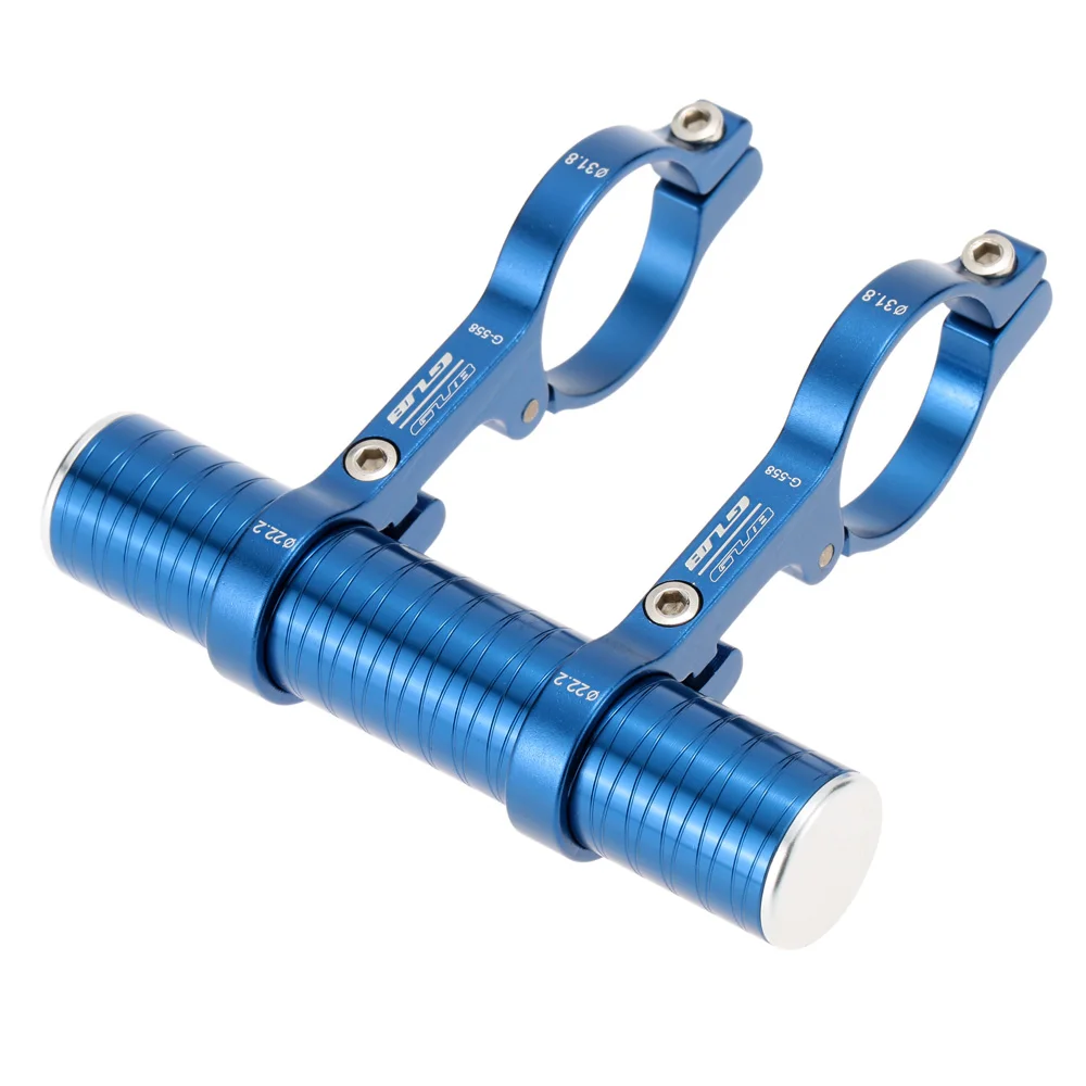 Синий 31.8mm Double Handlebar Extension Mount Aluminum Alloy Extender Holder for Bike Light Bicycle Speedometer - Цвет: Синий