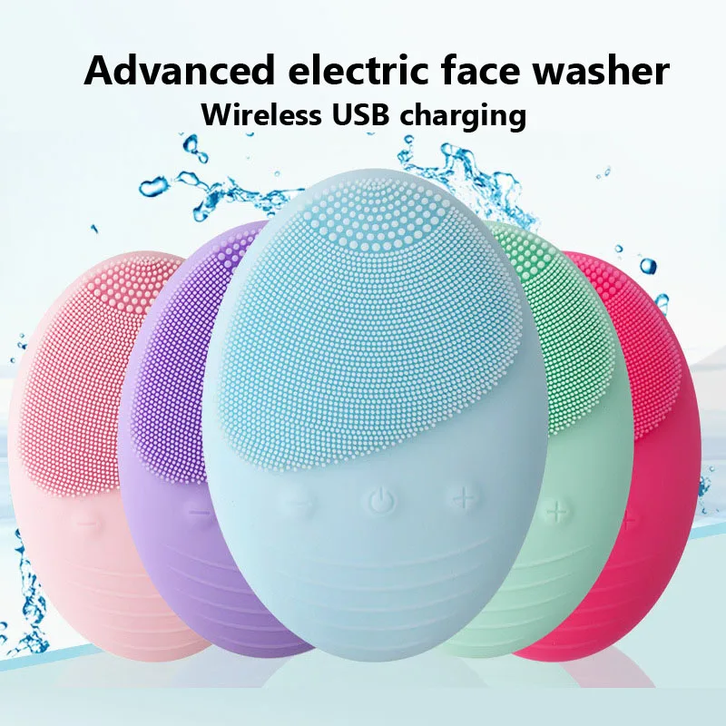 Electric face Facial Cleansing Brush foreoing Silicone Sonic Cleaner Deep Pore Cleaning Waterproof USB Ultrasonic Pore Cleaning