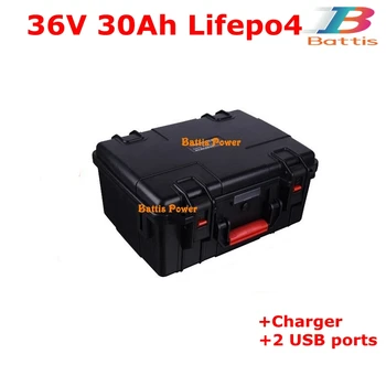 

36V 30Ah LiFepo4 lithium li ion battery pack for power wheelchair e scooter solar energy system home ESS tricycle +5A charger