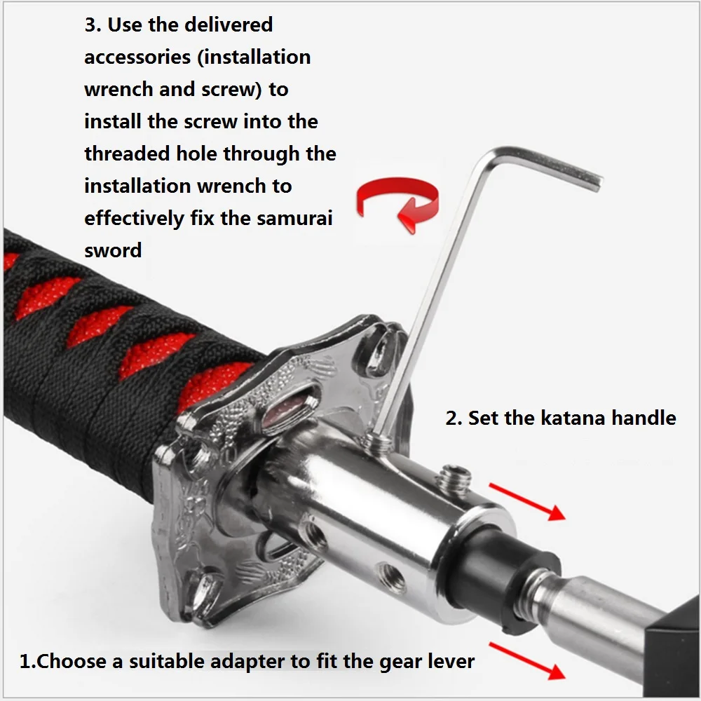 Universal 200MM/300MM JDM Katana Samurai Sword Shift Knob Shifter With Adapters Gear Shift knob car accessories