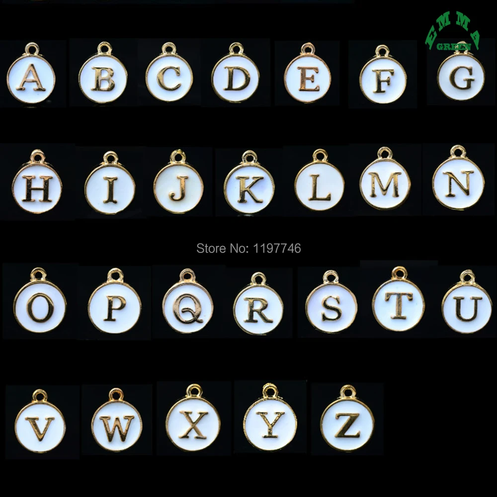 

Charms for Jewelry making Gold Charms Double Face Enamel Charms Letter Charms pendants for Bracelets 10PCS 14mm White Charms