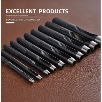 Round Hollow Punch Set 10Pcs Leather Craft Punch Tool Hollow Hole Punch Cutter Tool for Watch Bands Belts Canvas Paper (1-10MM) 2