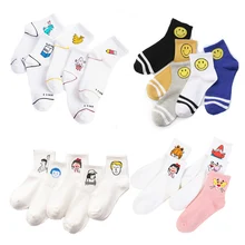 5 пар, женские хлопковые носки с героями мультфильмов, Harajuku, женские милые носки унисекс для скейтбординга, хипстерские модные носки с принтом животных