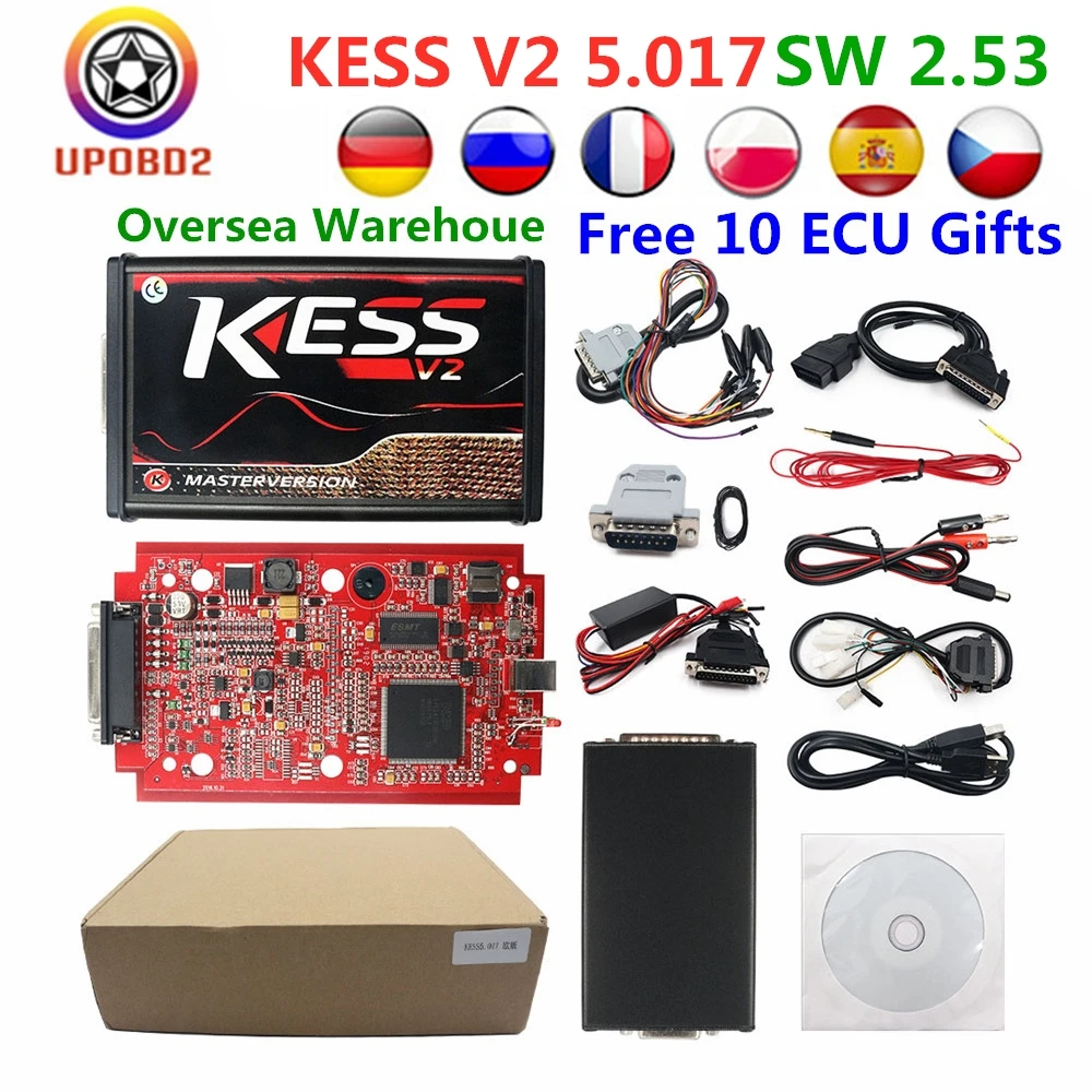 V2.47 V5.017 Kess V2 мастер версия ECU программист инструмент онлайн Kess V2 V5.017 V2.53 без жетона ограничения ЕС красный Kess V5.017 V2.53