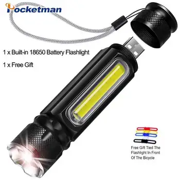 

Tail magnet Work Torch Multifunctional LED Flashlight USB Rechargeable Battery Powerful T6 torch Inspection Light linterna