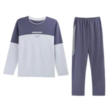 Зимние хлопковые пижамы для мужчин, пижамы с принтом букв, пижама homme, повседневные осенние пижамы для сна и отдыха, пижамные комплекты размера плюс M-4XL