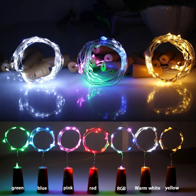 

1M 20LED Wine Bottle led Light Cork Shape Battery Copper Wire String Lights Customized Sizes for Bottle DIY Christmas Wedding