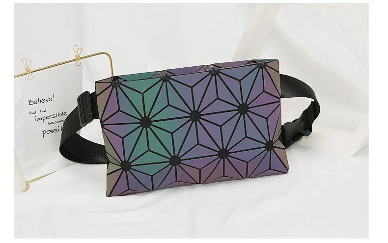 Новая поясная сумка, Женская поясная сумка, Женская Геометрическая светящаяся нагрудная сумка, унисекс, поясная сумка, поясные кошельки, сумочка