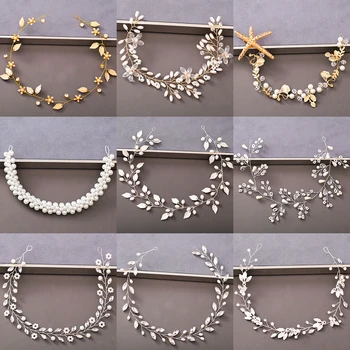Pearl Rhinestone Women Headband Wedding Hair Accessories For Women Bride Tiara Headband Hair Jewelry Silver Color Hairband 6