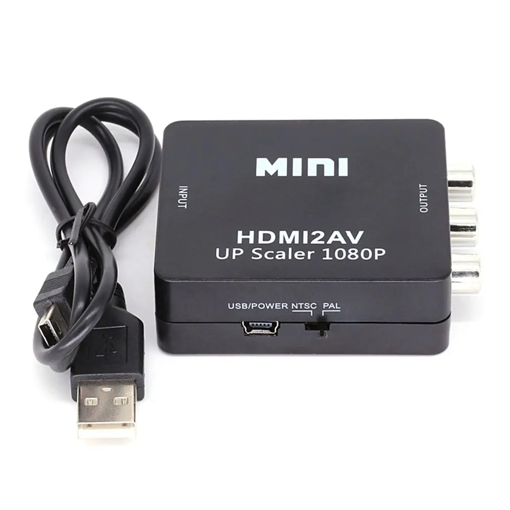 HDMI TO AV Scaler Adapter HD Video Converter Box HDMI to RCA AV/CVSB L/R Video 1080P HDMI2AV Support NTSC PAL Wholesale