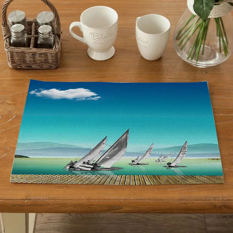 

Placemats for Kitchen TableSolid for Table Mat Dining Place Mats Polyester Kitchen Accessories Non-slip Mats Decorative