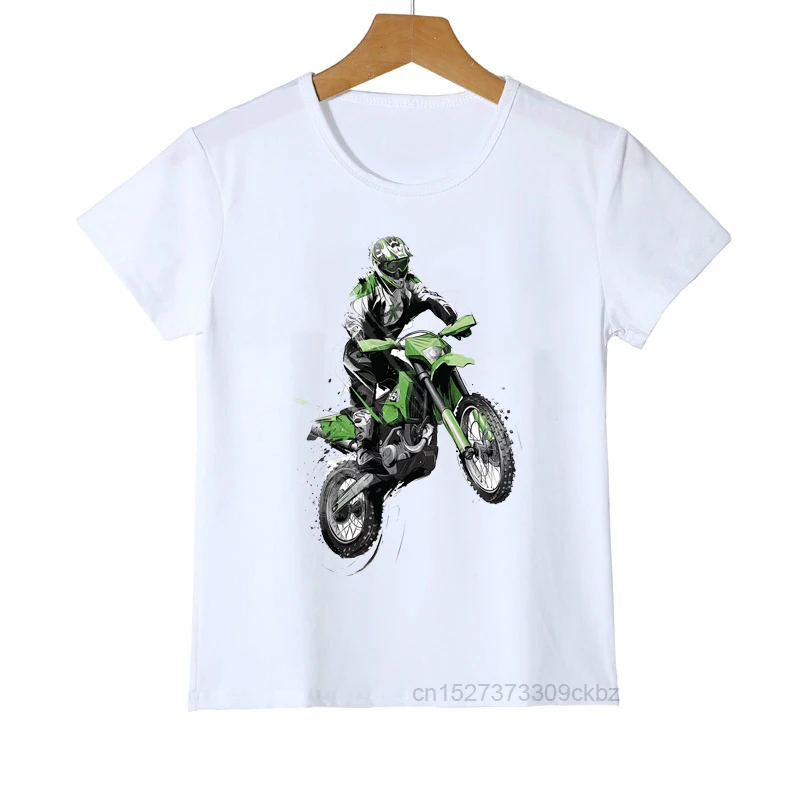 T-shirt For Boys Cool Motorcycle Cartoon Print Boy Clothes Casual Kids Tshirt Summer Hiphop Teen T Shirt White Tops t-shirt kid dress	