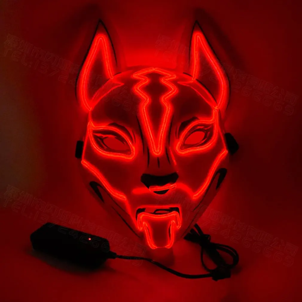Светящаяся маска лиса Хэллоуин вечерние кошка лицо Led Карнавальная ночная маска для лица шоу Профессиональная модная маска