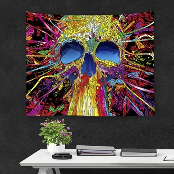 

Abstract Home Decor Tapestry Skull Printed Pshychedelic Wall Hanging Background Living Room Valance Large Area Dirt-resisting