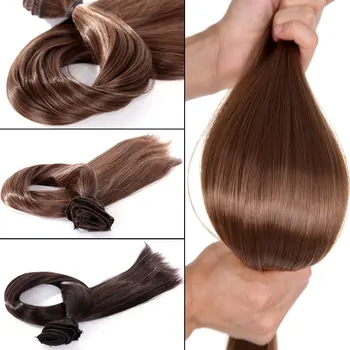 S-noilite long Clip in One Piece Hair Extensions black brown blonde 5 Clips in Hair Extension Synthetic Natural hair Hairpiece 4