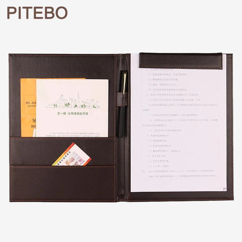 PITEBO High-grade fashion business file arrangement folder conference pad writing board tape magnet A4 leather | Канцтовары для