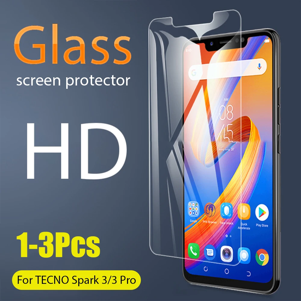 1-3 Pcs Full Tempered Glass For TECNO Spark 3 Screen Protector tempered glass for Pro Protective Film | Мобильные телефоны и
