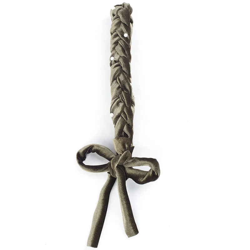 Army green Женские зимние осенние полосатые бархатные жемчужные плетеные повязки на голову, Теплая эластичная повязка на волосы "тюрбан", аксессуары для волос для девушек - Цвет: Army green