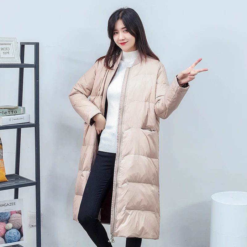 

White Duck Down Jacket Women Winter 2019 Outerwear Coats Female Long Casual Slim Thick warm Down puffer Autumn jacket Parka