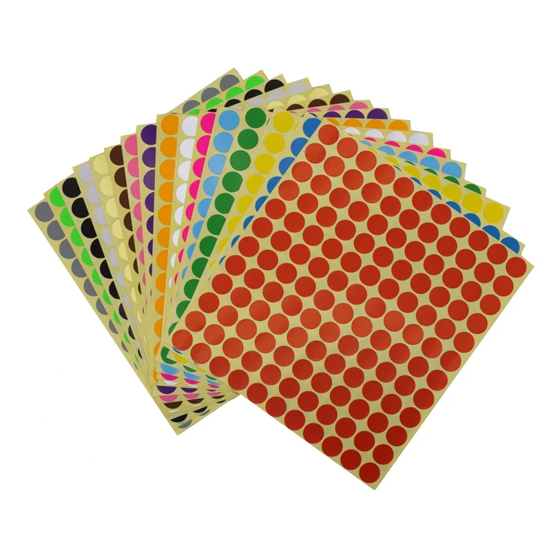 Blank Round Dot Stickers Sheet Self Adhesive Paper Label DIY Tags 6mm 8mm 10mm 13mm 16mm Pink Red Gold Black White Yellow label sticker