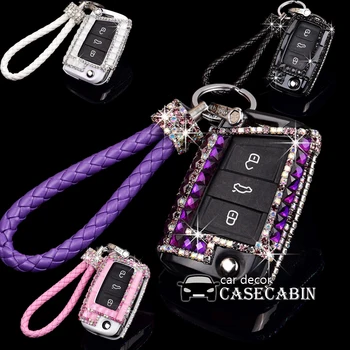 

Bling Crystal diamante diamond Fob Key Case Cover fit for Volkswagen VW POLO Tiguan Passat B5 B6 B7 Golf EOS Scirocco Jetta A16