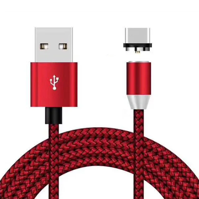 1 м светодиодный Micro usb type-C кабель для huawei samsung Магнитная линия зарядки для iPhone 11 pro X Xs MAX 8 7 6 нейлоновый Магнитный кабель - Цвет: Red