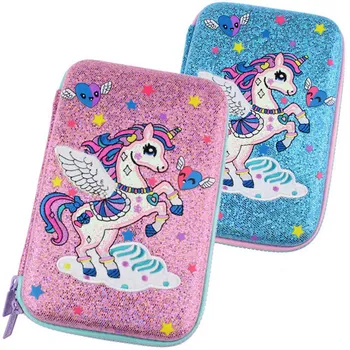 

Kawaii Pencil Case Girl Cartoon School Pen Box Unicorn Bright Powder Stationery Box Big Pen Case Leather Back To School Supplies