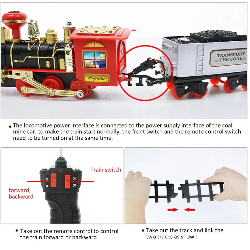 Горячий пульт дистанционного управления транспортный автомобиль электрический паровой дым RC поезд набор модель игрушка подарок игрушка железная дорога антистресс забавные гаджеты