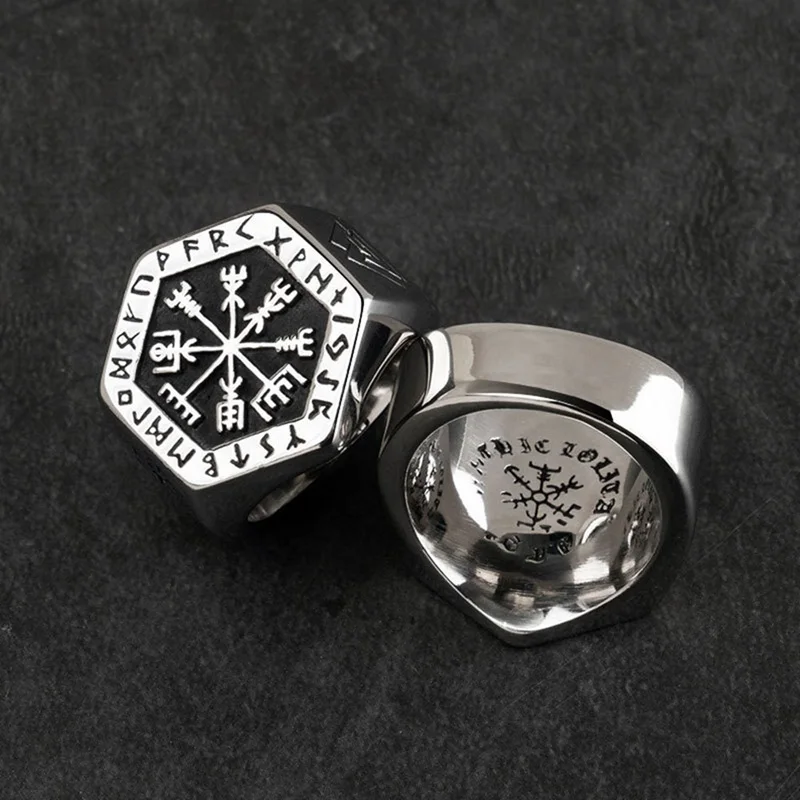 Viking компас Vegvisir Aegishjalmur руническое массивное Кольцо мужское винтажное серебряное кольцо скандинавский Викинг Тотем один байкерские кольца ювелирные изделия