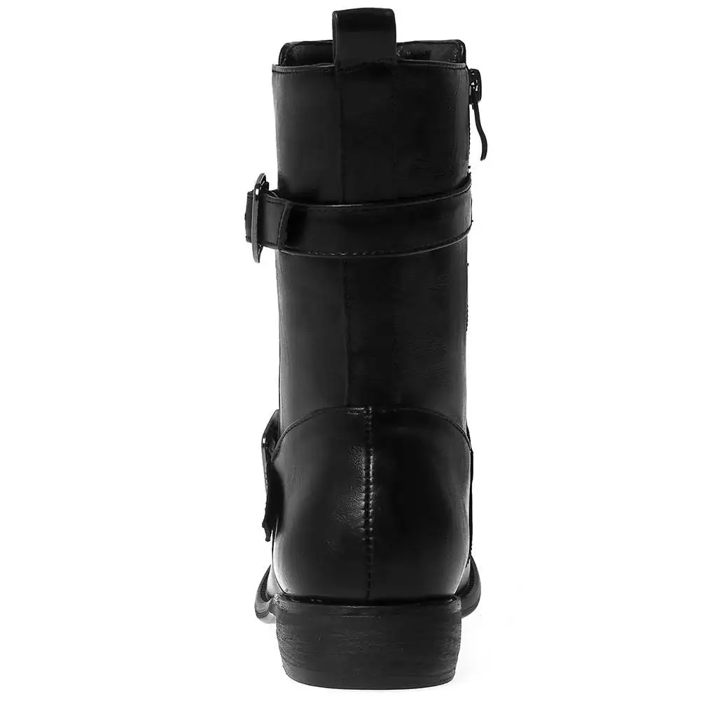 BONJOMARISA Plus Size 33-46 Elegant Fake Leather Booties Ladies OL Flat Ankle Boots Women 2019 Casual Low Heels Shoes Woman BONJOMARISA Plus Size 33-46 Elegant Fake Leather Booties Ladies OL Flat Ankle Boots Women 2019 Casual Low Heels Shoes Woman