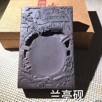 

Chinese Duan Yan Duanxi Inkstone Natural Stone Rectangle Inkstand China Sumi-e Calligraphy Writing Ink-well Inkwell
