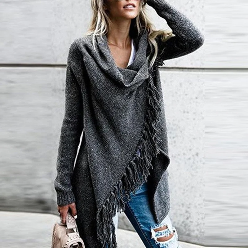 Sweaters Autumn Winter Women Sweater Loose Hem Tassel Sweater Coat Long Sleeve Oversize Sweater Sweaters Autumn Winter Women Sweater Loose Hem Tassel Sweater Coat Long Sleeve Oversize Sweater